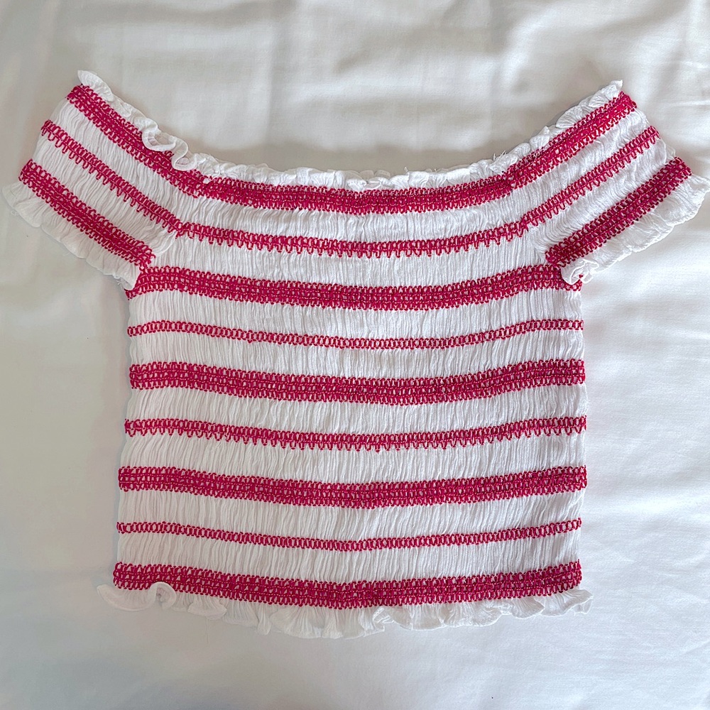 LF - white and red off the shoulder top